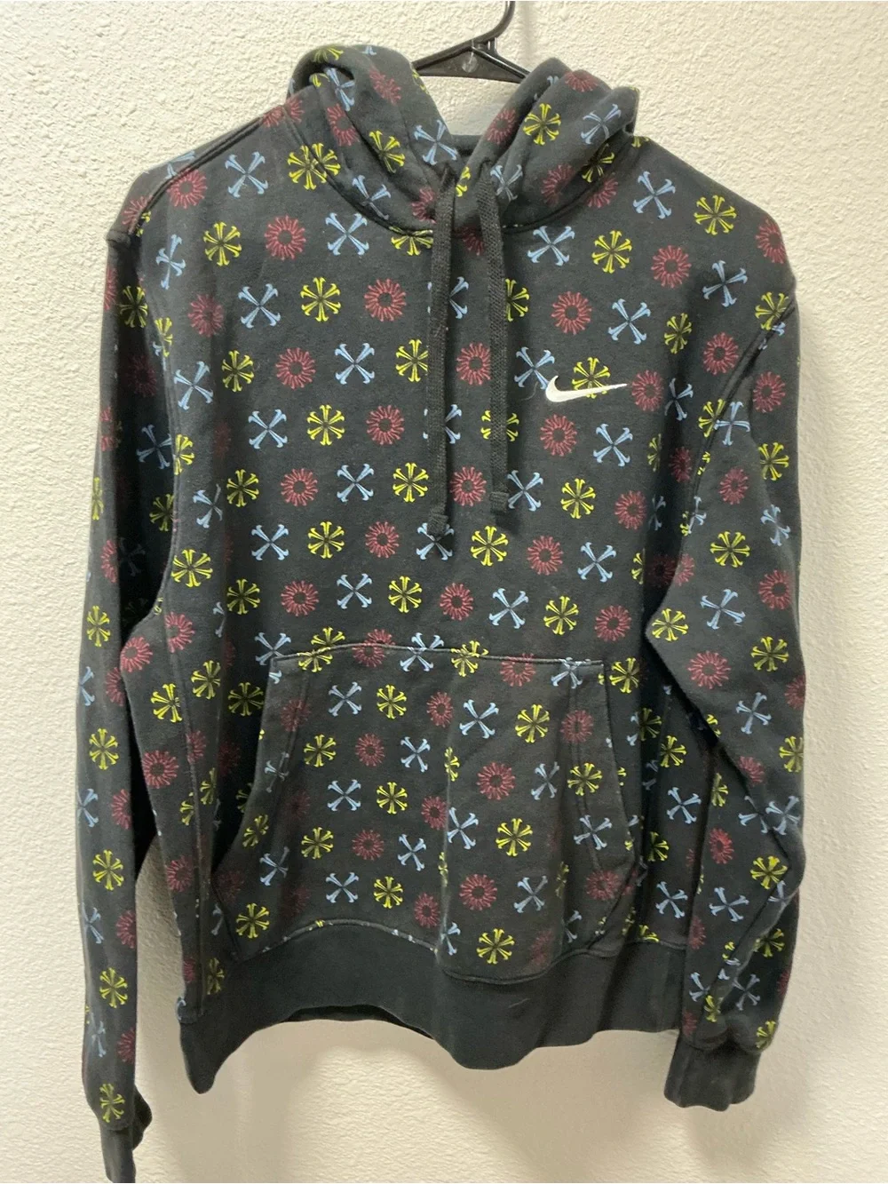 Nike Black Crewneck Hoodie with Multicolor Graphic Print